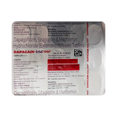 Dapagain Trio 10mg/1000mg/100mg Tablet