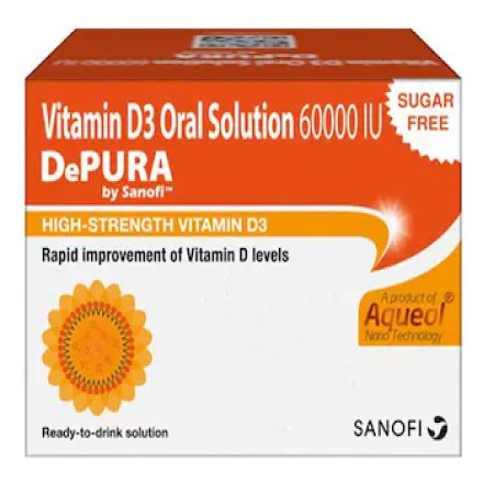 Depura 60000 IU Vitamin D3 Oral Solution | Sugar Free | For Nutritional Support | Bone, Joint & Muscle Care