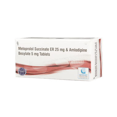 Image of Genericart Amlodipine Besylate+Metoprolol Succinate 5mg/25mg Tablet ER
