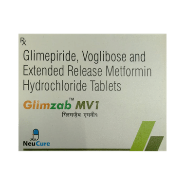 Glimzab MV 1mg/500mg/0.3mg Tablet ER