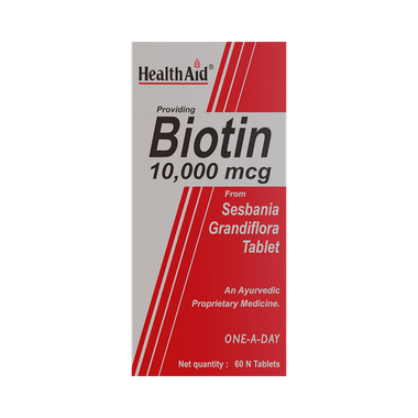 Image of HealthAid Biotin 10000 mcg Tablet | Supports Healthy Hair, Skin & Nails