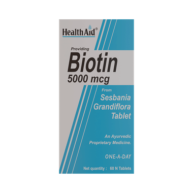 Image of HealthAid Biotin 5000 mcg Tablet | Vitamin B7 for Hair, Skin & Nail Health