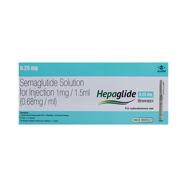 Image of Hepaglide 0.25mg Injection (1 Multi-dose Disposable Pen, 4 Needle, 4 Alcohol Swab)