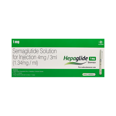 Image of Hepaglide 1mg Injection (1 Multi-dose Disposable Pen, 4 Needle, 4 Alcohol Swab)