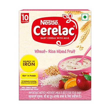 Nestle Cerelac Baby Cereal with Milk 10 Months+ Wheat Rice Mix Fruit