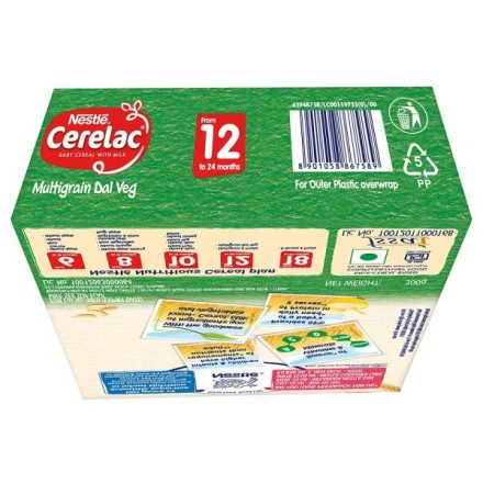 Nestle Cerelac Baby Cereal with Milk from 12 to 24 Months Multigrain Dal Veg