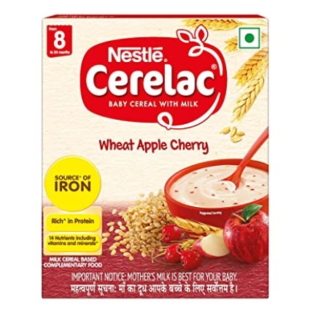 Nestle Cerelac Baby Cereal with Milk from 8 to 24 Months Wheat Apple Cherry