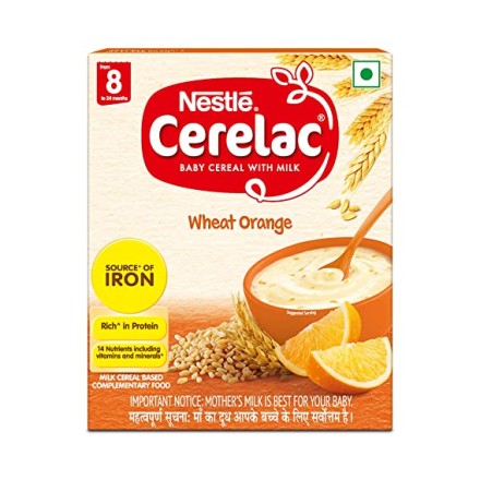 Nestle Cerelac Baby Cereal with Milk from 8 to 24 Months Wheat Orange