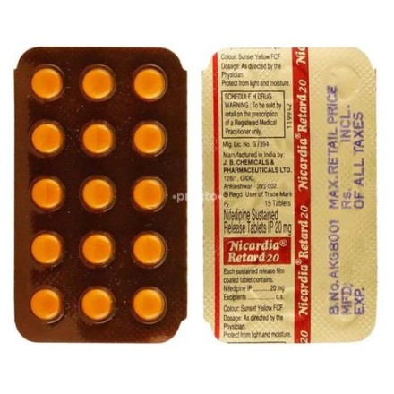 Nicardia Retard 20 mg Tablet SR