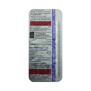 Nor Metrogyl TZ 400mg/600mg Tablet