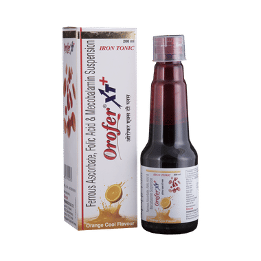 Orofer XT + Iron Tonic with Ferrous Ascorbate, Folic Acid & Mecobalamin | Suspension Flavour Orange Cool