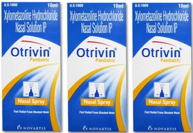 Otrivin Paediatric 0.05% w/v Nasal Drops for Fast Relief from Blocked Nose Nasal Drops Pack of 3