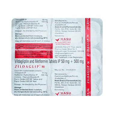 Zildaglip-M 500mg/50mg Tablet